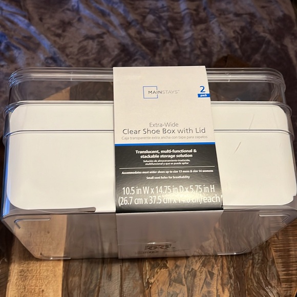 Clear Storage Shoe Boxes - Set of 2 TWO Extra Wide STACKABLE ORGANIZATION - Picture 6 of 6